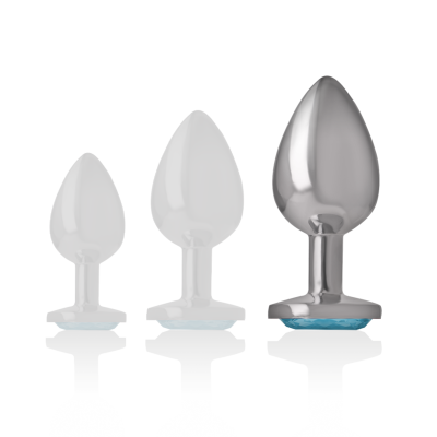 Intense - Aluminum Metal Anal Plug With Blue Crystal Size L - image 5