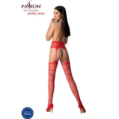 Passion S030 Stockings with Garter Red One Size - image 4