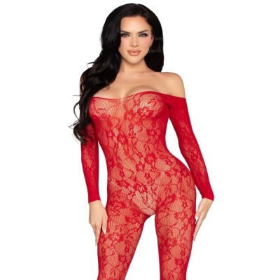 Leg Avenue 89366 Lace Bodystocking Red
