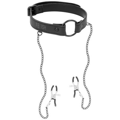 Fetish Submissive Gag Ring with Nipple Clamps Fetish Submissive Gag Ring with Nipple Clamps