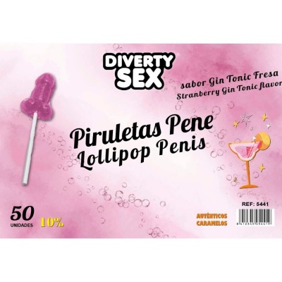 Diablo Goloso Penis Lollipops Gin Tonic 50-Pack