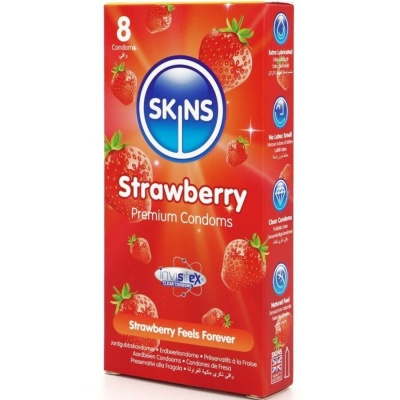 Skins Strawberry Premium Condoms Pack 8 - image 2