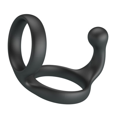 CRAZY BULL - Florian Double Cock And Ball Ring Black