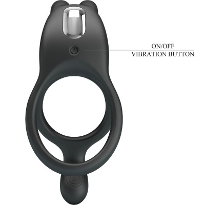 Pretty Love Seth Double Rabbit Vibrating Ring, Black - image 7