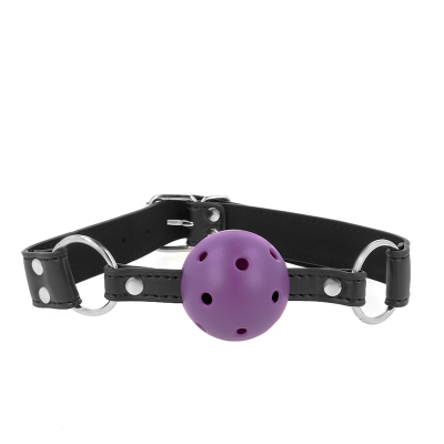 Kink Breathable Ball Gag, Double Rivet, Purple, 42-58cm - image 1