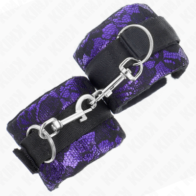 Kink Velvet Lace Wrist Restraints, Purple/Black - image 3