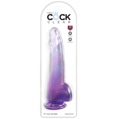 King Cock Clear Dildo Testicles 19 CM Purple - image 2