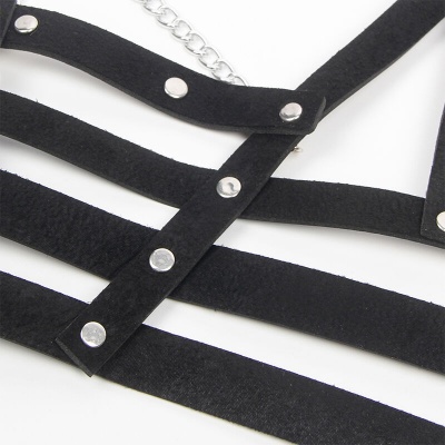 Subblime Leather Corset Harness Chain Detail - image 6