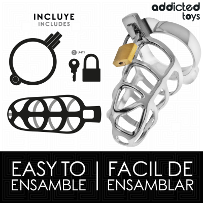 Addicted Toys Locked Silver Lock Metal Penis Cage Size M - image 4