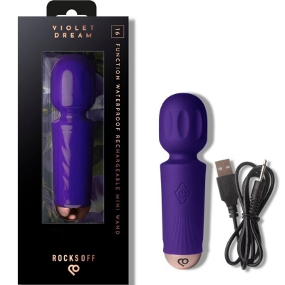Rocks Off Mini Rechargeable Wand 16 Functions Violet Dream