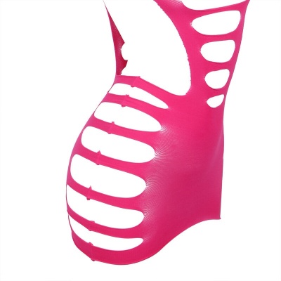 Subblime Long Sleeve Elastic Fishnet Dress, Pink - image 5