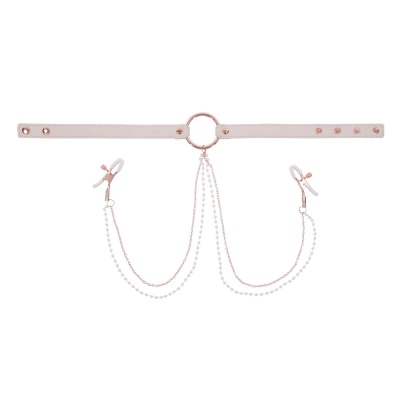 Sportsheets – S&M Peaches ‘n CreaMe Halsband met Tepelklemmen – Cream Foto van Sportsheets – S&M Peaches ‘n CreaMe Halsband met Tepelklemmen – Cream
