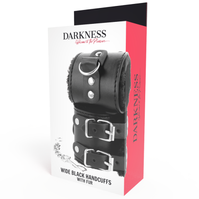 Darkness Black Leather Handcuffs Fur Lined - image 6