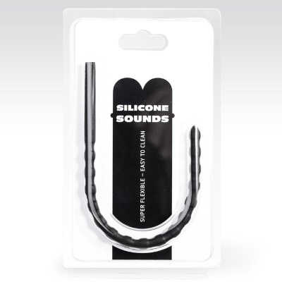 All Black 8-10mm Rippled Silicone Urethral Probe 24cm - image 2