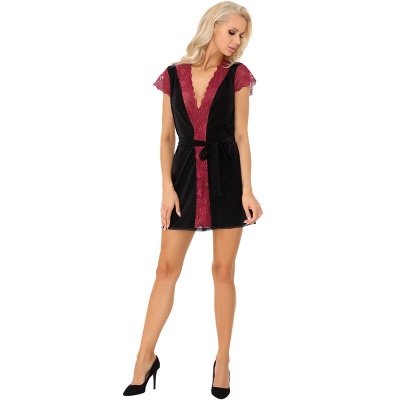 Livco Corsetti Kumiko LC 90428 Dressing Gown + Thong Black S/M - image 1