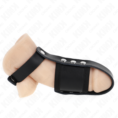 Kink Leather Penis Cage Ring With Adjustable Coated Ball Divider Strap