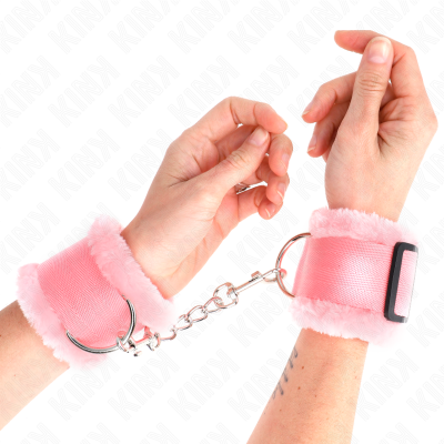 Kink Furry Lined Wrist Restraints Pink 17-31CM - image 1