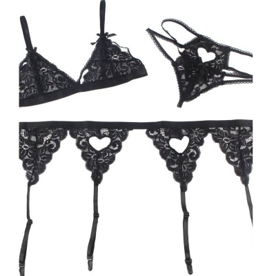 Subblime Three-Piece Set Bra, Garter Belt, Thong S/M - image 8