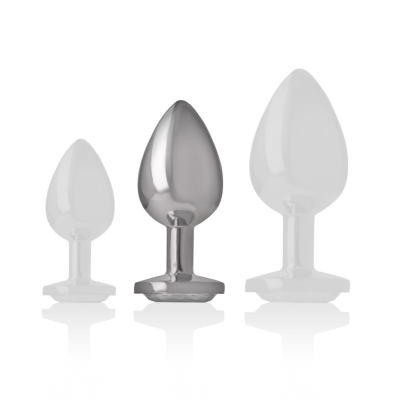 Intense - Aluminum Metal Anal Plug With Silver Crystal Size M - image 4