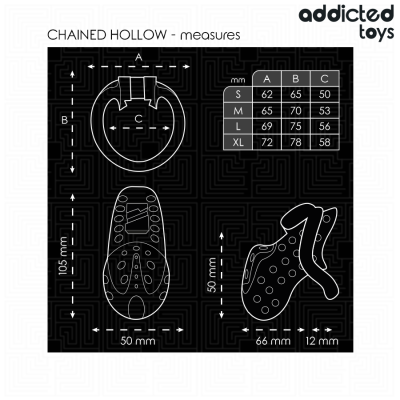 Addicted Toys Locked Chained Hollow Penis Cage 10.5cm - image 5