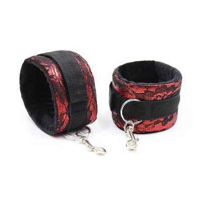 Ohmama Fetish Velvet Red Black Handcuffs - image 8