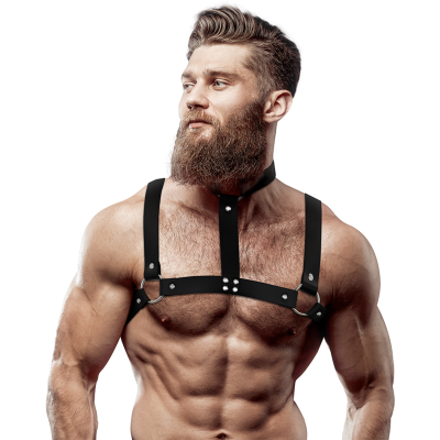 Fetish Submissive Attitude Eco-Leather Chest Harness with Collar Fetish Submissive Attitude Eco-Leather Chest Harness with Collar