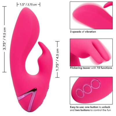 CalExotics So. Cal Sunshine Rabbit Vibrator Fuchsia - image 9