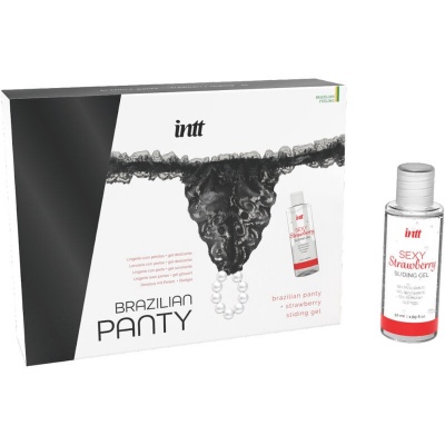 Brazilian Black Panty With Pearls And Lubricant Gel 50 ml - image 2