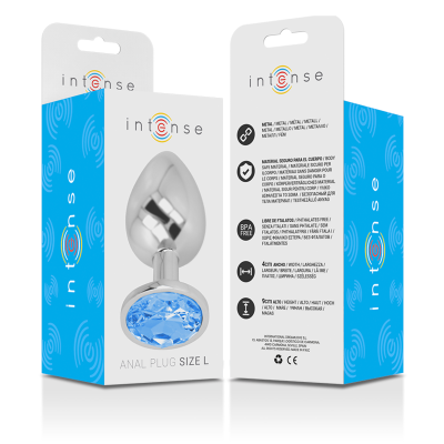 Intense - Aluminum Metal Anal Plug With Blue Crystal Size L - image 6