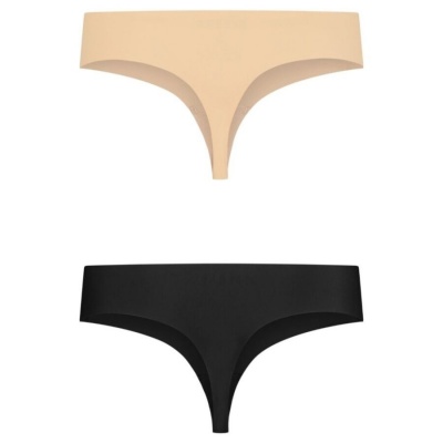 Bye Bra Invisible Thong 2 Pack Beige & Black L Bye Bra Invisible Thong 2 Pack Beige & Black L