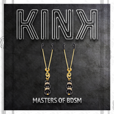 KINK Gold Thin Nipple Clamps With 3 Black Glass Beads 7cm - image 5