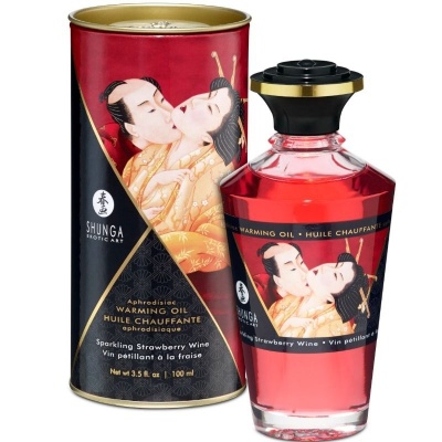 Shunga Strawberry Cava Heat Effect Massage Oil 100ml - image 1