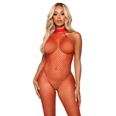 Leg Avenue Racer Neck Bodystocking One Size Red - image 1
