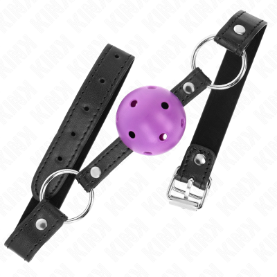 Kink Hollow Hard Ball Gag, Purple, 4.5cm, 63.5x2cm - image 2