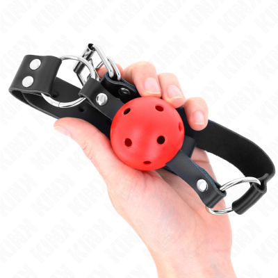 Kink Breathable Ball Gag, Double Rivet, Red, 42-58cm - image 4