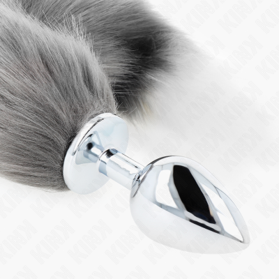 Kink Anal Plug L 10x4cm Synthetic Tail 40cm Grey White - image 4