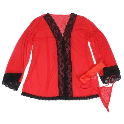 Subblime Transparent Robe Lace Red L/XL - image 5