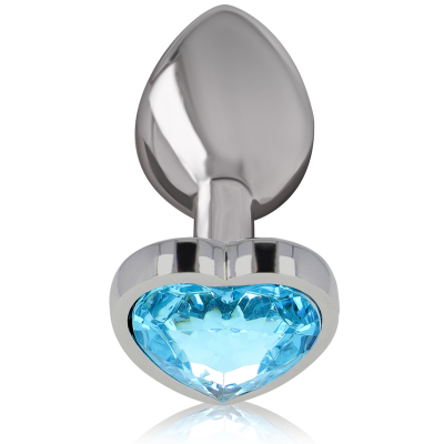 Aluminum Metal Anal Plug Blue Heart Size M - image 2