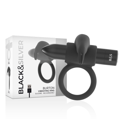 Black&Silver Burton Vibrating Ring, 10 Modes, Black - image 2