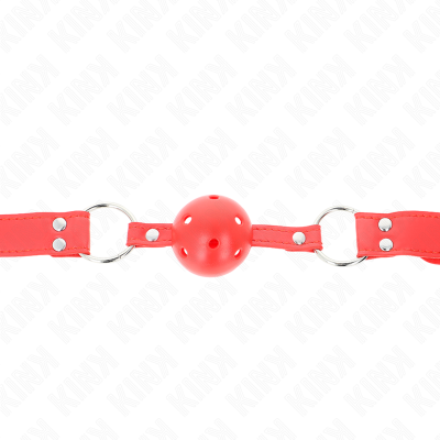 Kink Hollow Hard Ball Gag, Red, Complete, 62x2cm - image 3