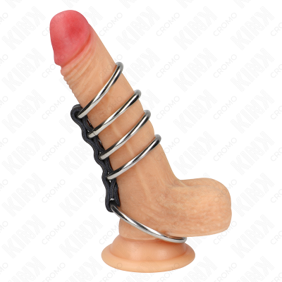 Kink 5 Penis Rings 3.7 Cm to 5 Cm Metal Connected by Leather - image 2