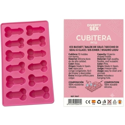 Penis Silicone Ice Bucket Tray 12 Molds Pink Penis Silicone Ice Bucket Tray 12 Molds Pink