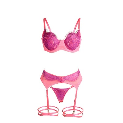 Subblime Pink Eyelash Lace Bra Set S/M - image 6