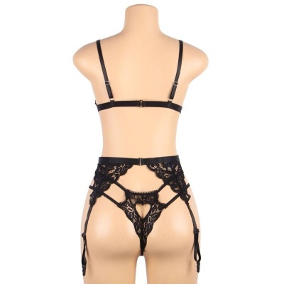 Subblime Three-Piece Set Bra, Garter Belt, Thong S/M - image 11