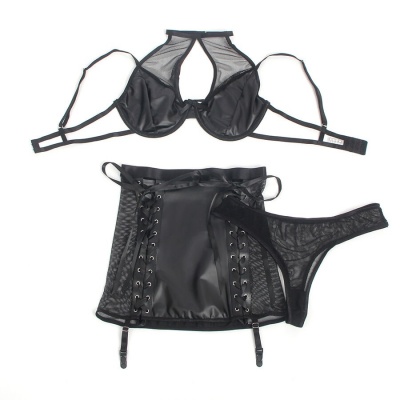 Subblime Leather Bra & Skirt Set Black L/XL - image 4