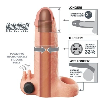 FANTASY X-TENSIONS - Vibrating Real Feel 5cm Penis Extension Sleeve... - image 4