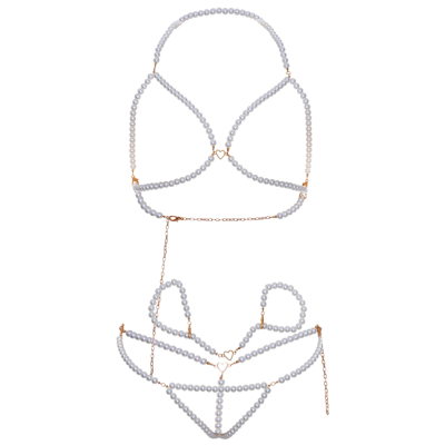 Leg Avenue Bra Wristbands Pearl Thong Set - image 5