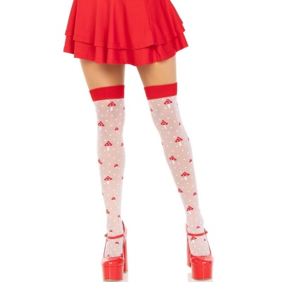 Leg Avenue Mushroom High Socks Red/White - image 1