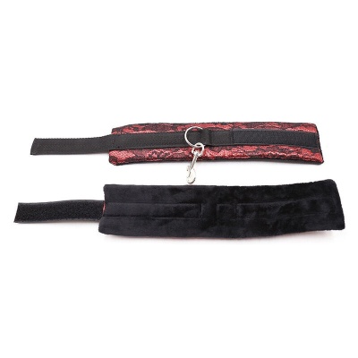 Ohmama Fetish Velvet Red Black Handcuffs - image 9