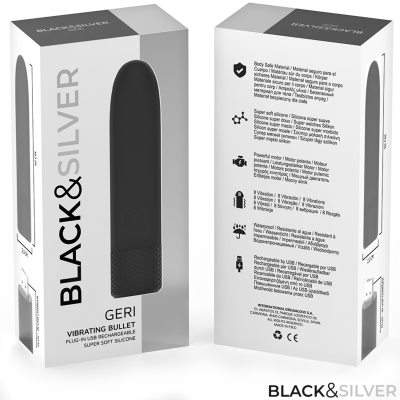 Black & Silver Geri USB Rechargeable Vibrating Bullet - image 7